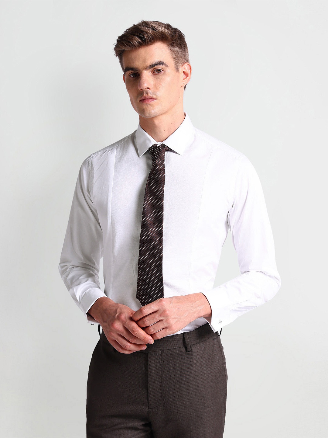 

Arrow Men Slim Fit Opaque Striped Formal Shirt, White