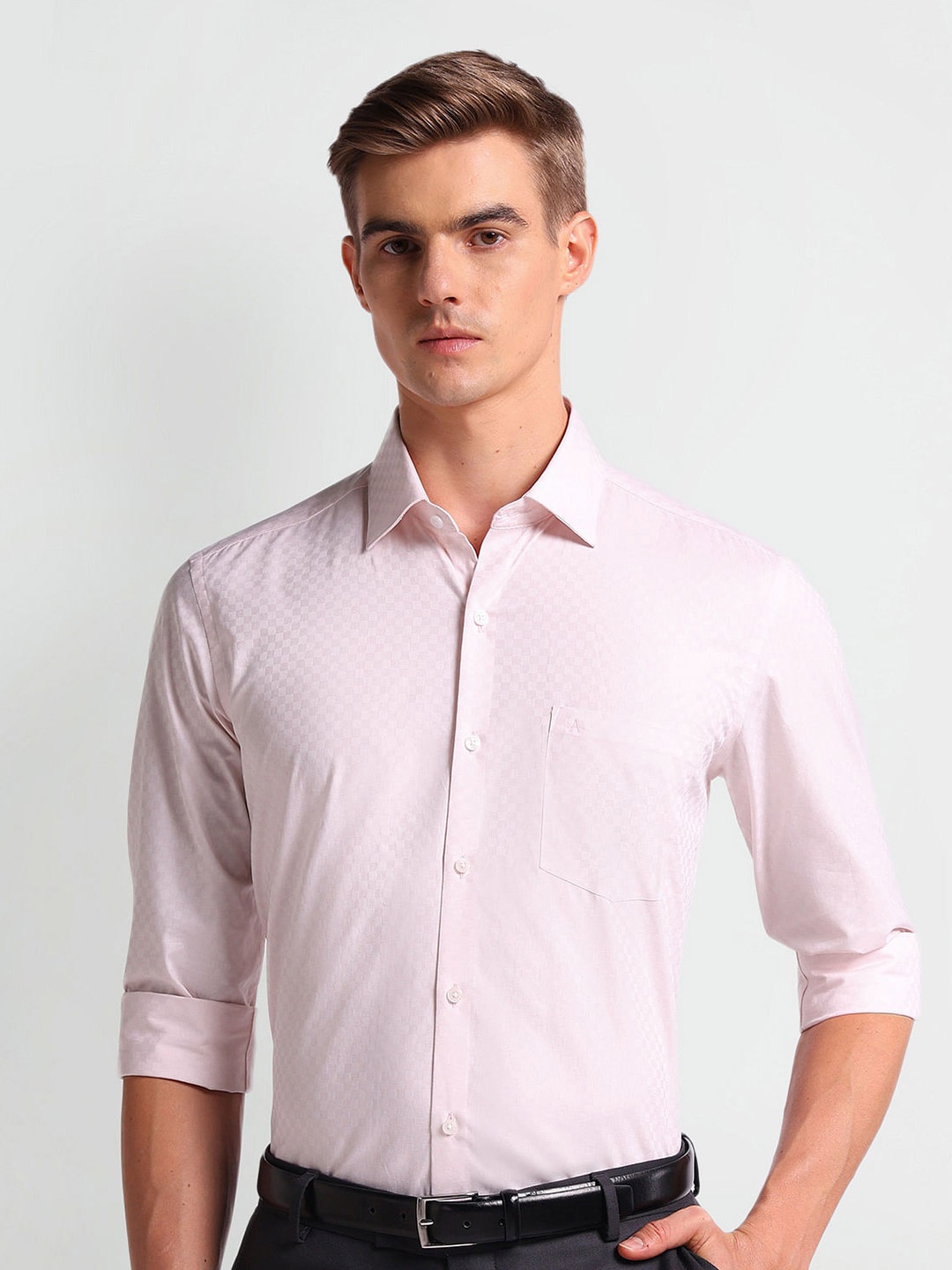 

Arrow Slim Fit Micro Ditsy Printed Pure Cotton Formal Shirt, Pink