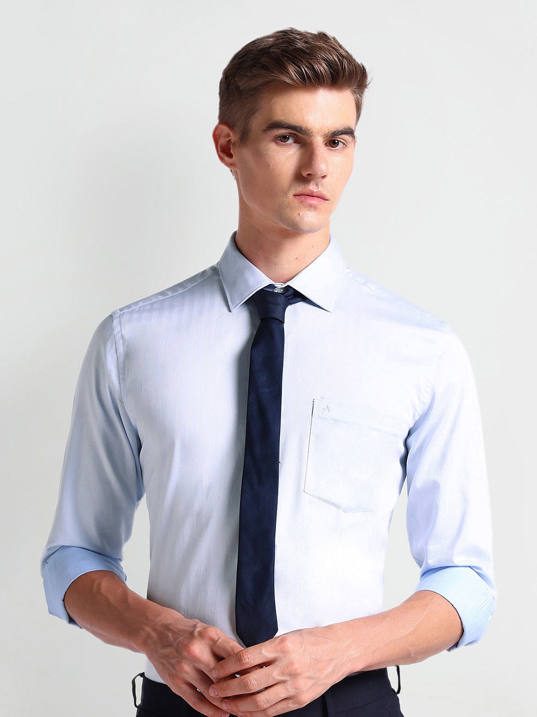 

Arrow Vertical Striped Pure Cotton Formal Shirt, Blue