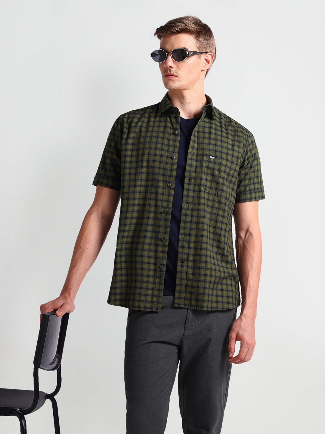 

Arrow Sport Men Opaque Checked Casual Shirt, Green