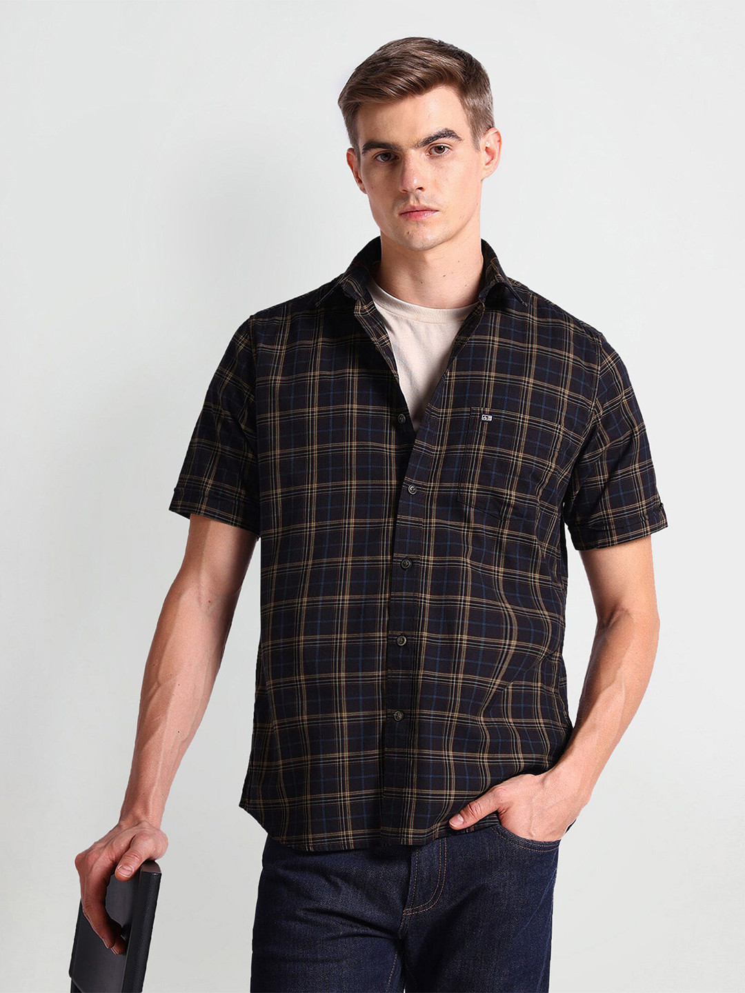 

Arrow Sport Men Opaque Checked Casual Shirt, Black
