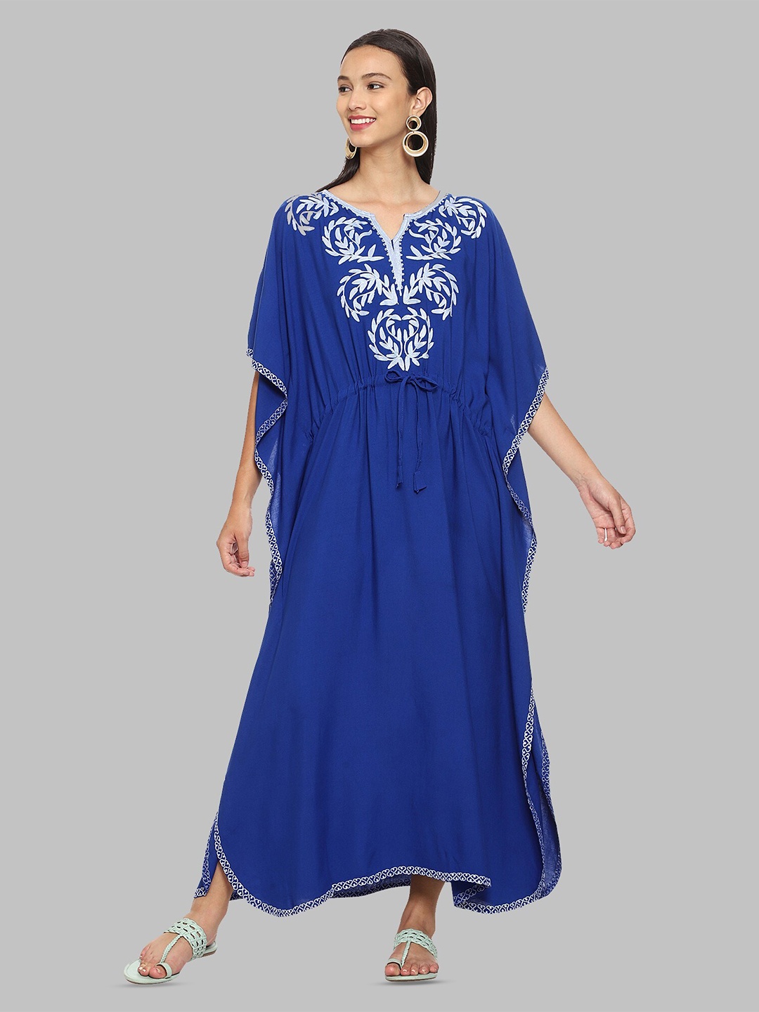 

CRAFTBAZAR Batwing Sleeve Maxi Dress, Blue