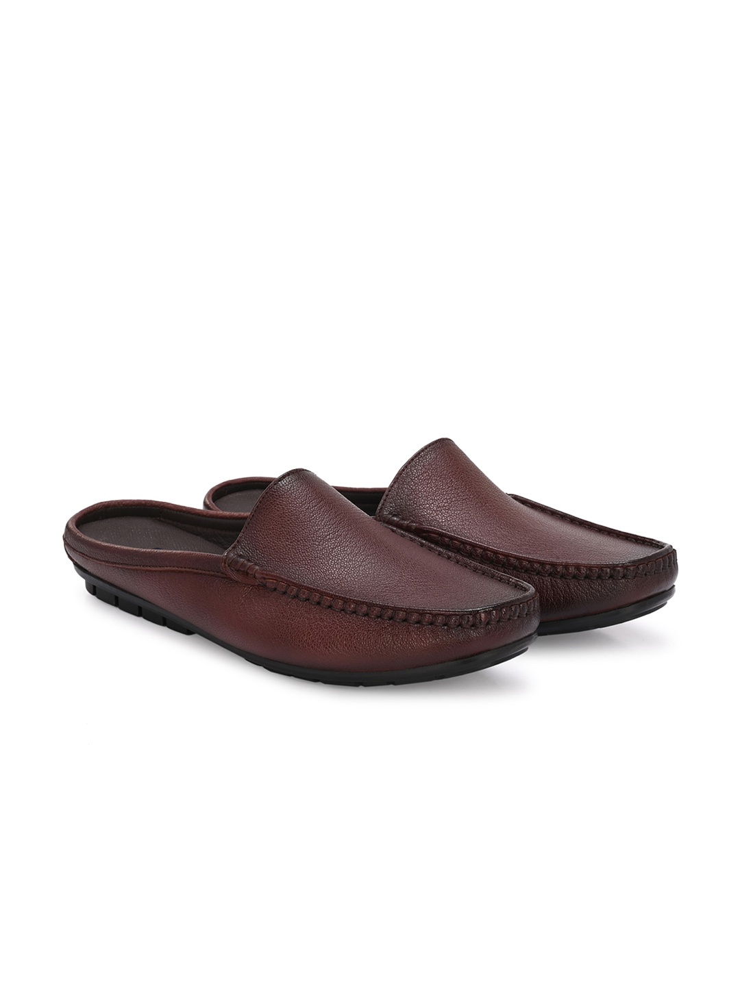 

Egoss Men Round Toe Lightweight Leather Mule Sneakers, Maroon