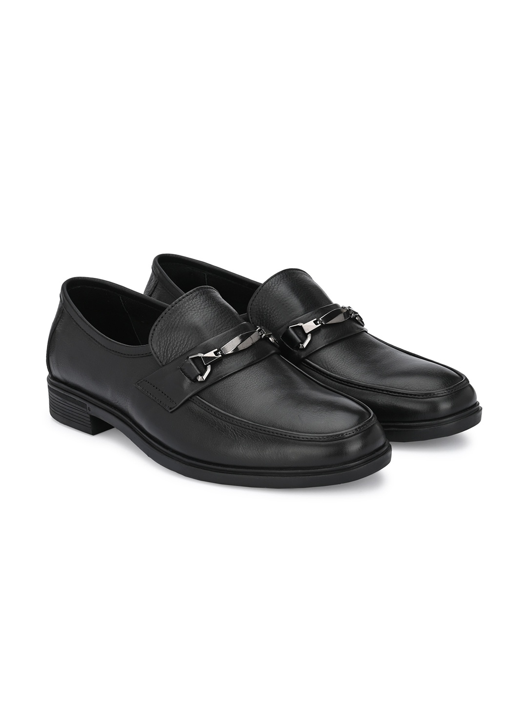 

Egoss Men Leather Lightweight Horsebit Loafers, Black