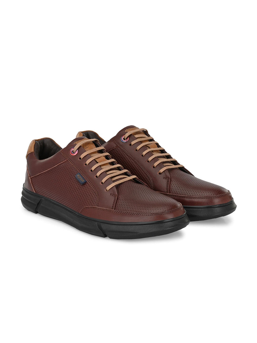 

Egoss Men Textured Leather Lightweight Sneakers, Brown
