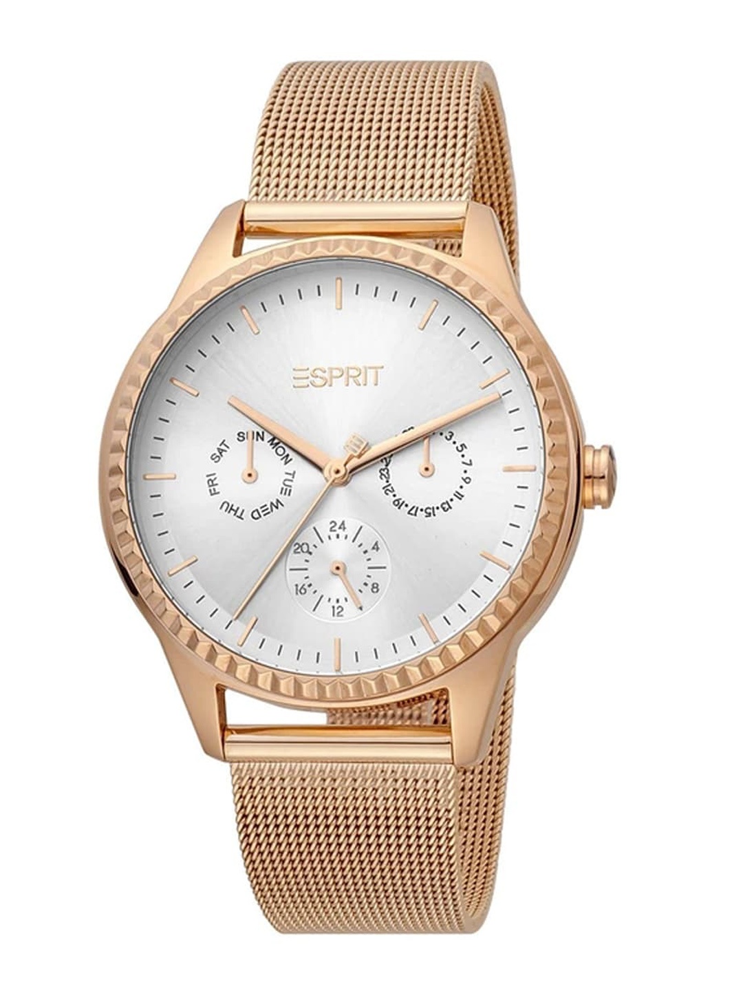 

ESPRIT Women Embellished Dial & Stainless Steel Bracelet Style Analogue Watch ES1L220M0035, Rose gold