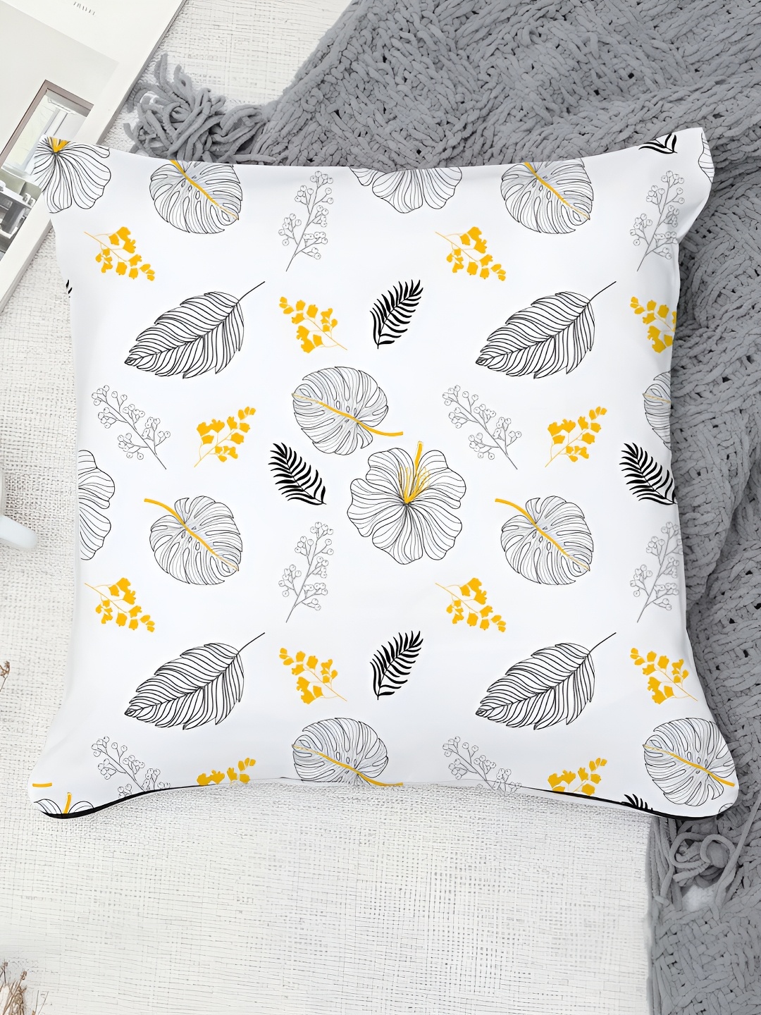 

DecorTwist White Printed Cushion Cover With Filler