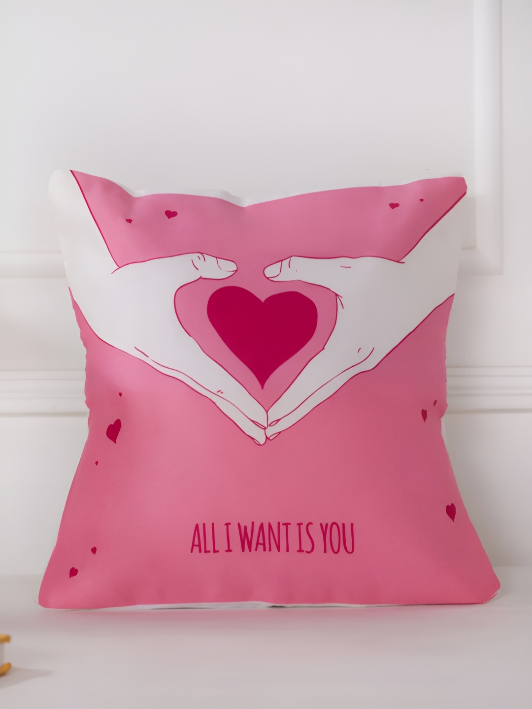 

DecorTwist Pink Printed Cushion Cover With Filler