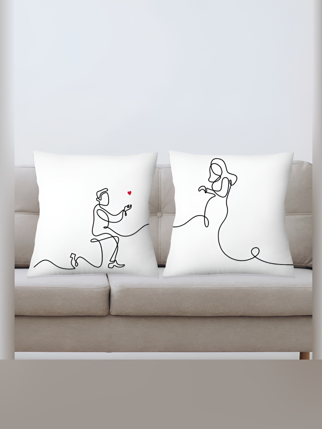 

DecorTwist Set of 2 White Printed Cushion Cover With Filler