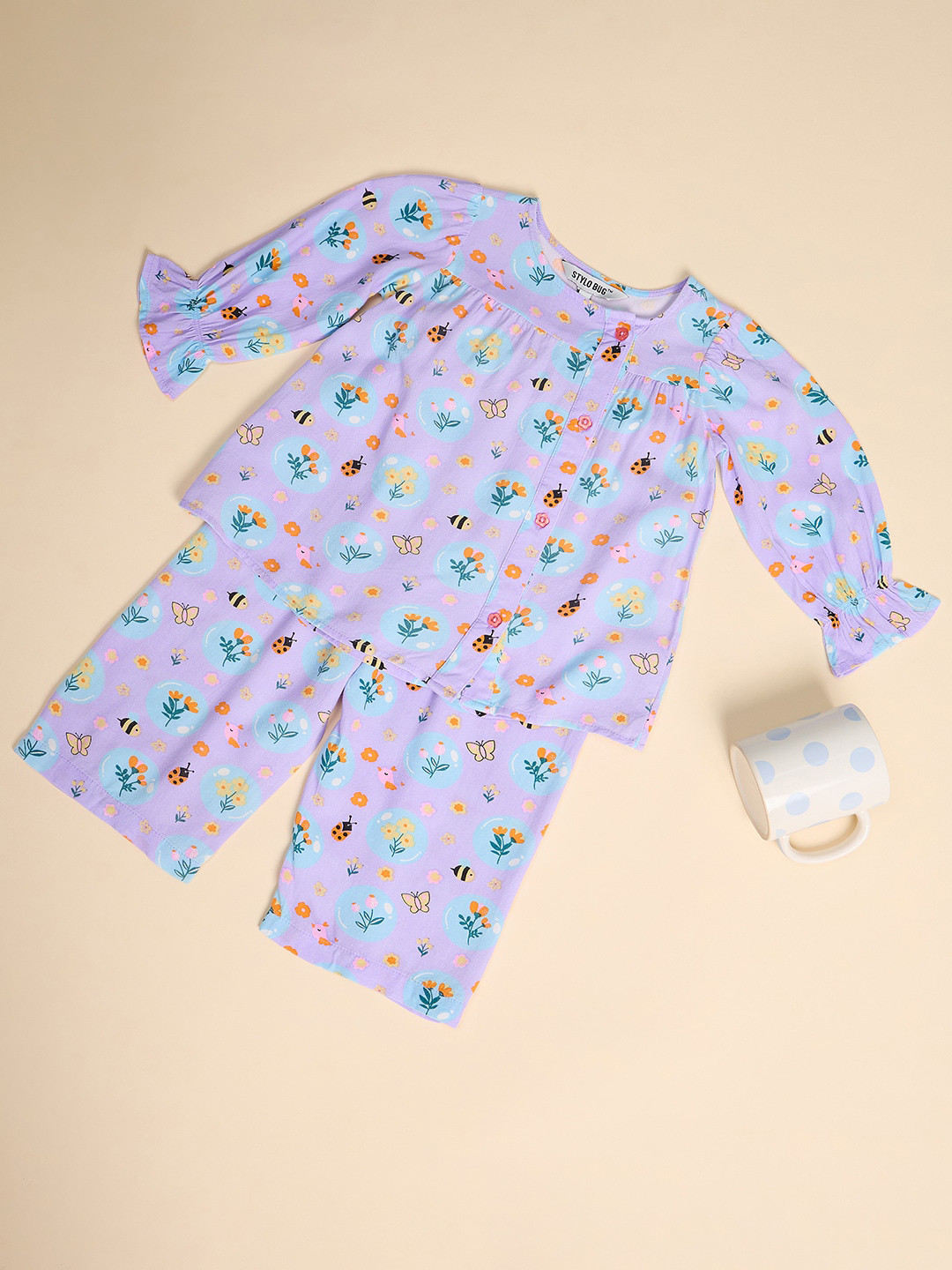 

Stylo Bug Girls Floral Printed Night suit, Purple