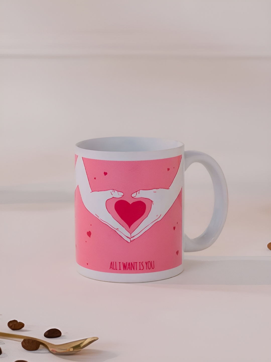 

DecorTwist Pink Printed Ceramic Coffee Mug, White