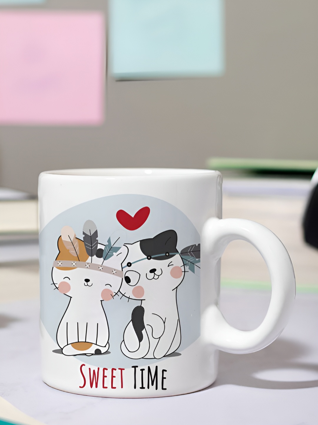 

DecorTwist White & Grey Printed Ceramic Glossy Coffee Mug 250 ml