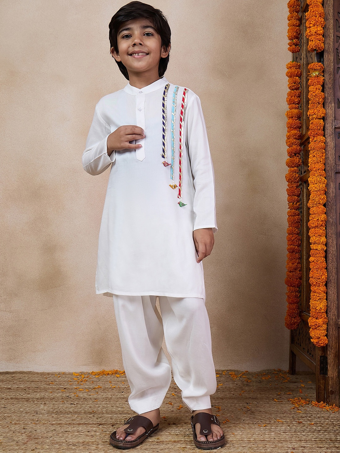 

pspeaches Boys Regular Kurta with Pyjamas, White