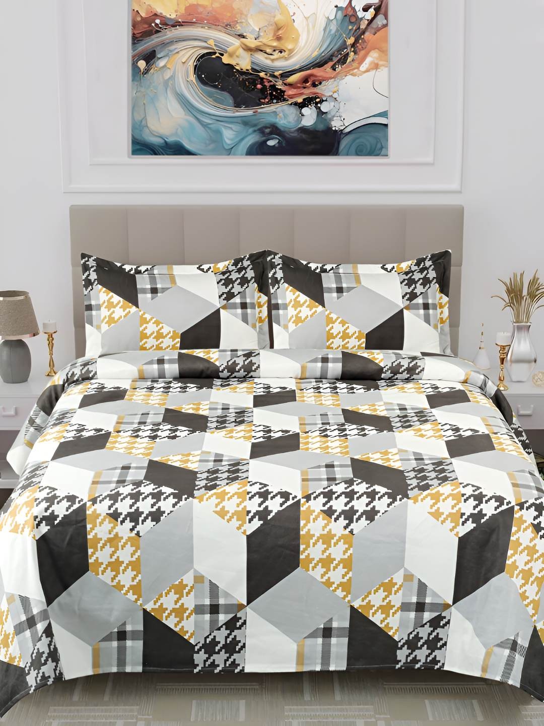 

GAPU & BALY Black Striped 120 TC King Bedsheet with 2 Pillow Covers