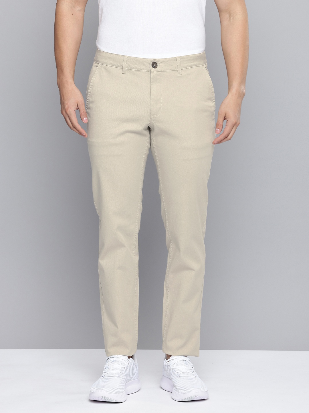 

Inesis By Decathlon Men Light Beige Cotton Chino Trousers