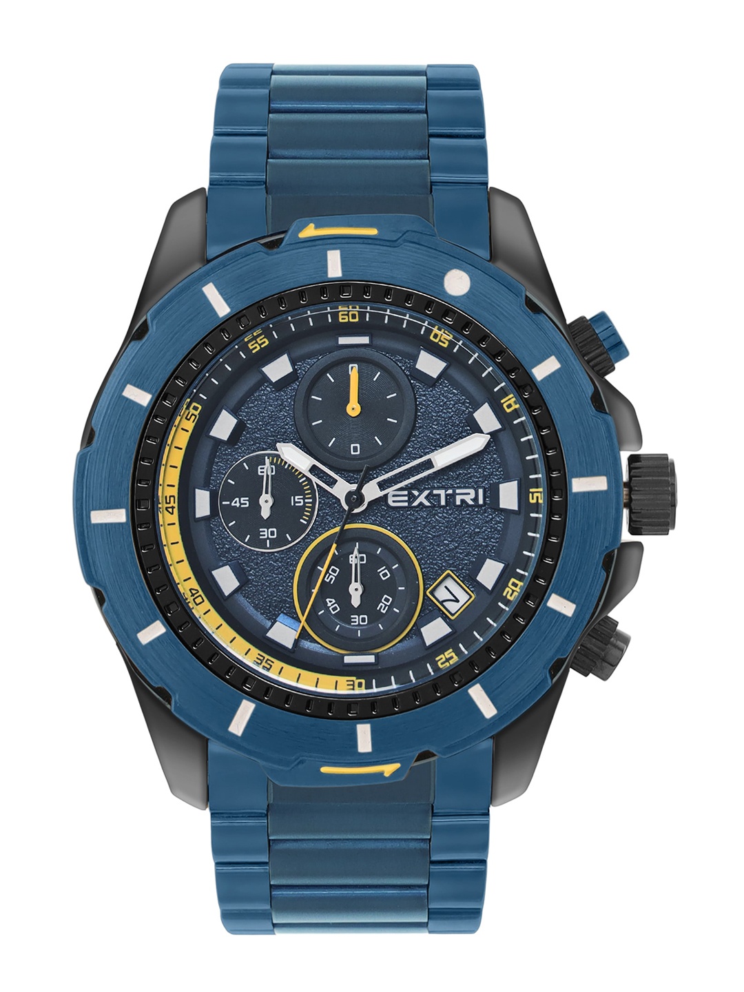 

EXTRI Men Textured Dial & Stainless-Steel Straps Analogue Chronograph Watch X6071-D, Black