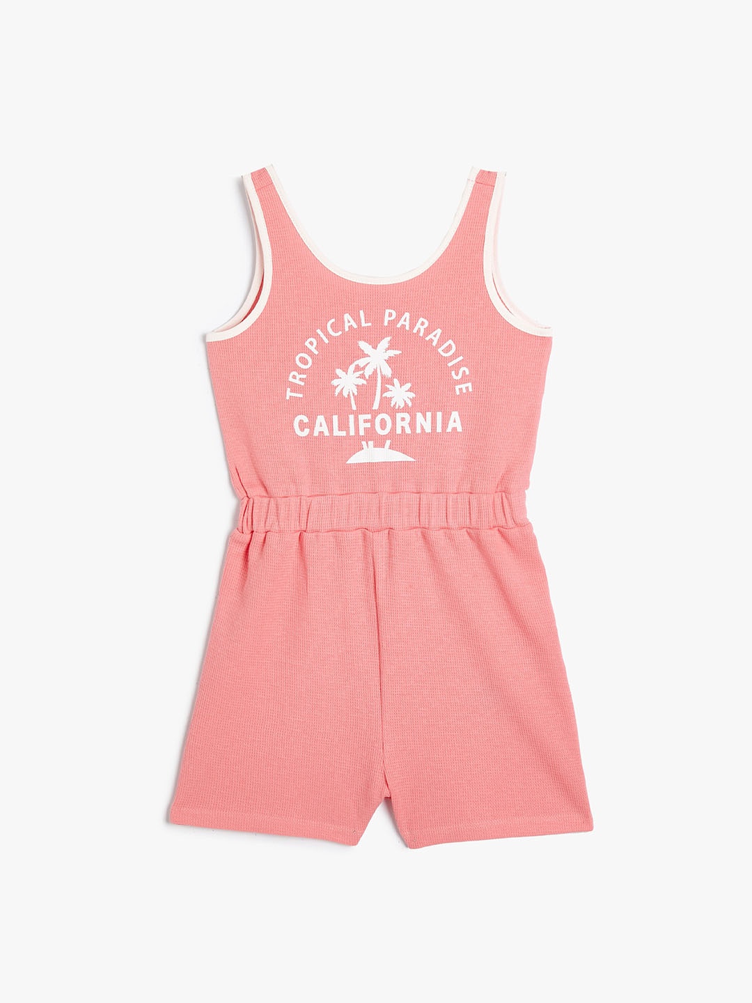 

Koton Girls Tyography Printed Pure Cotton Jumpsuit, Pink