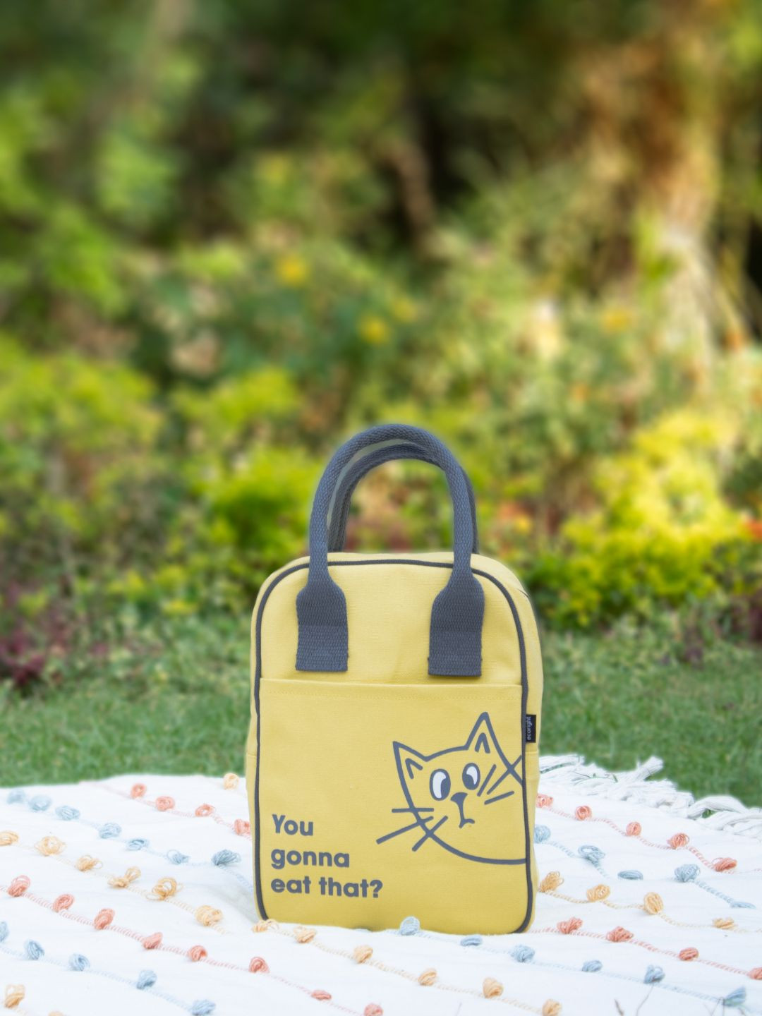 

EcoRight Printed Insulated Cotton Canvas Lunch bag, Yellow