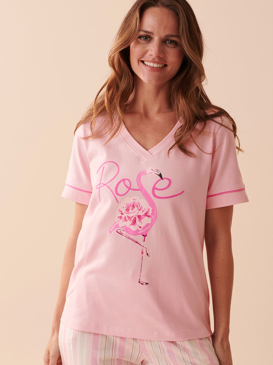 

La Vie en Rose Printed Lounge T-Shirt, Pink