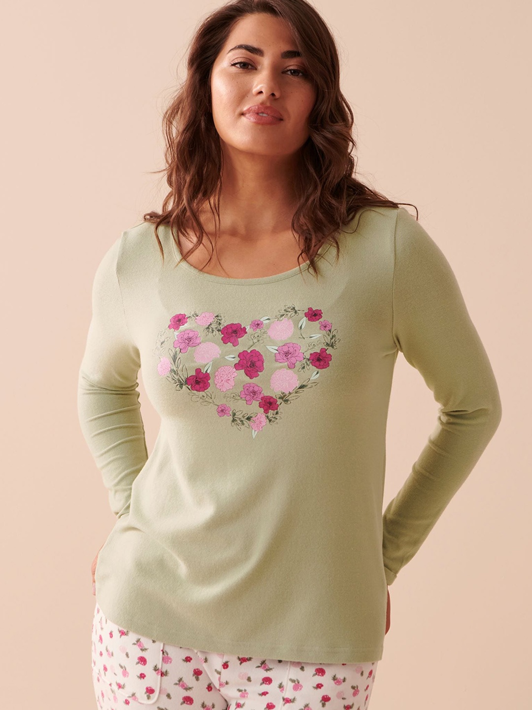 

La Vie en Rose Printed Lounge T-Shirts, Green