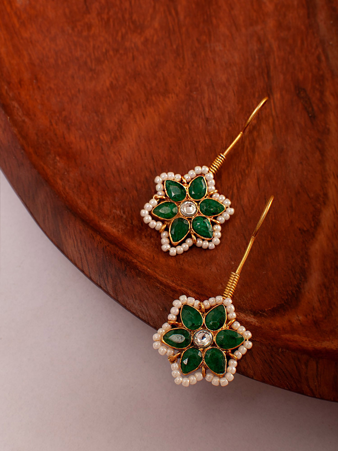 

Neeta Boochra 925 Sterling Silver Gold-Plated Contemporary Drop Earrings