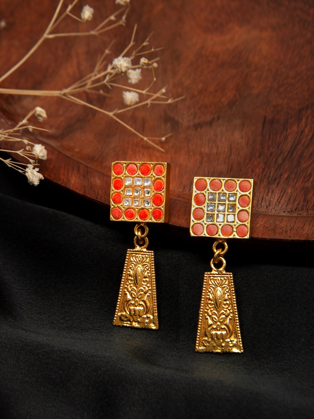 

Neeta Boochra 925 Sterling Silver 22K Gold Plated Drop Earrings