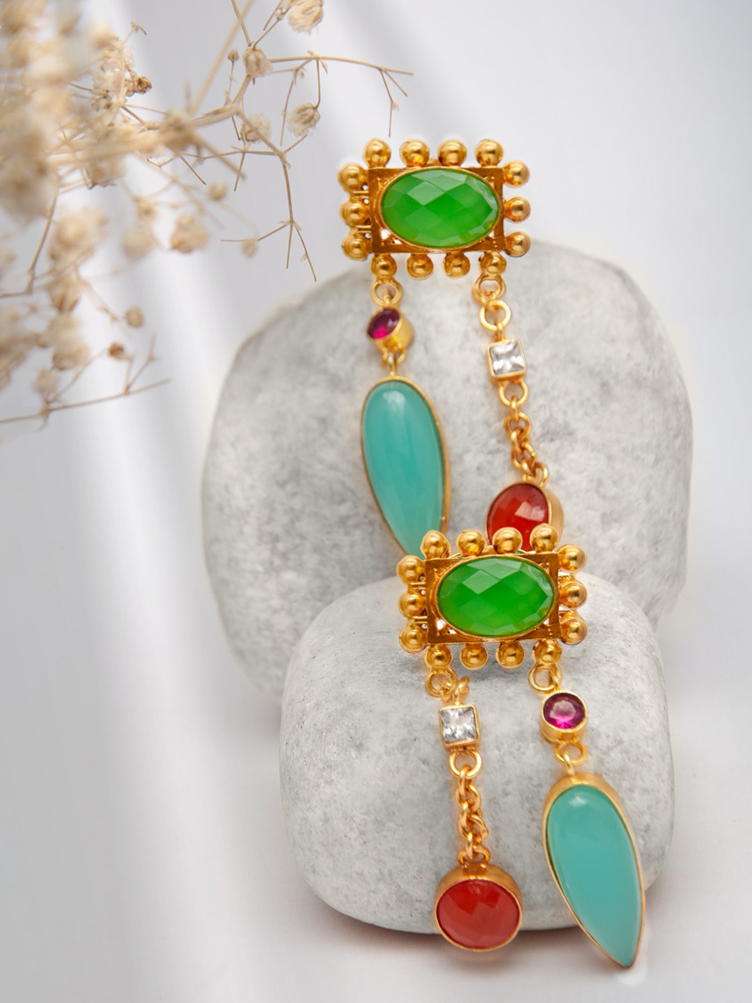 

Neeta Boochra 925 Sterling Silver Gold-Plated Contemporary Drop Earrings