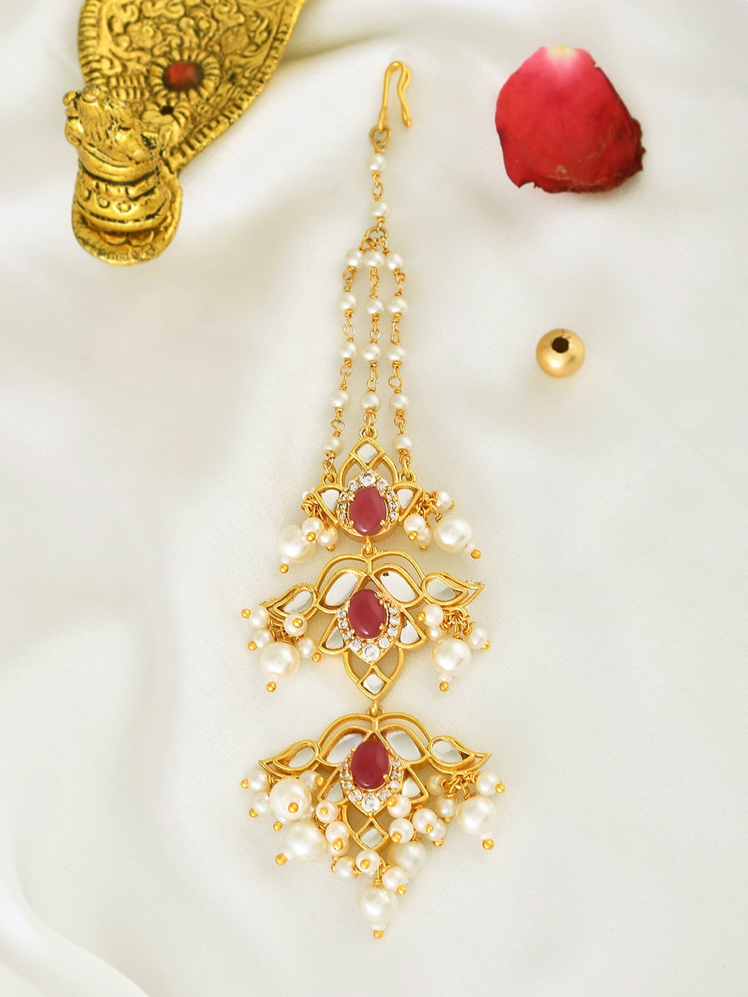 

Voylla Gold-Plated Kundan Studded Jhumar Passa
