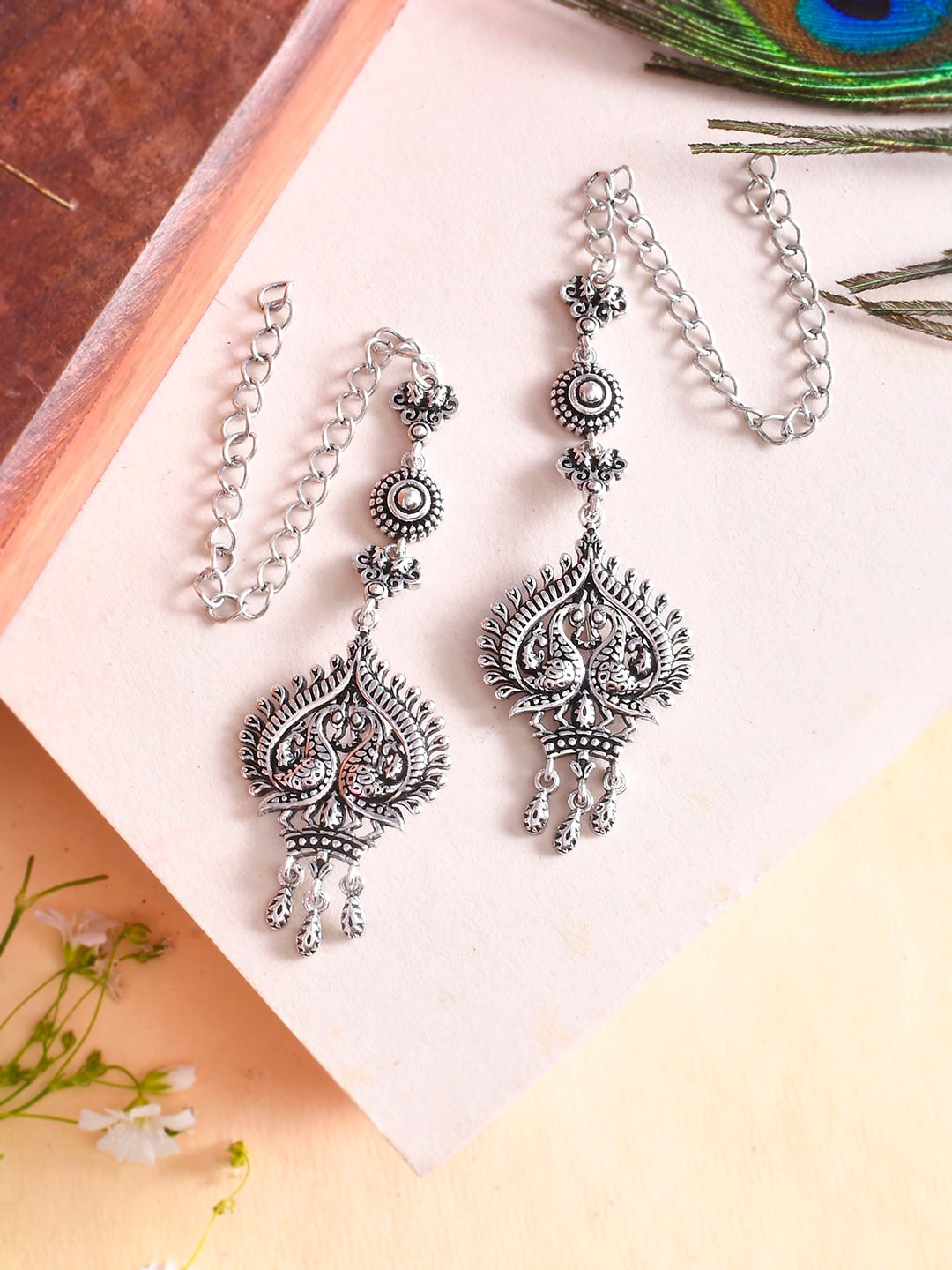

Voylla Silver-Plated Contemporary Drop Earrings