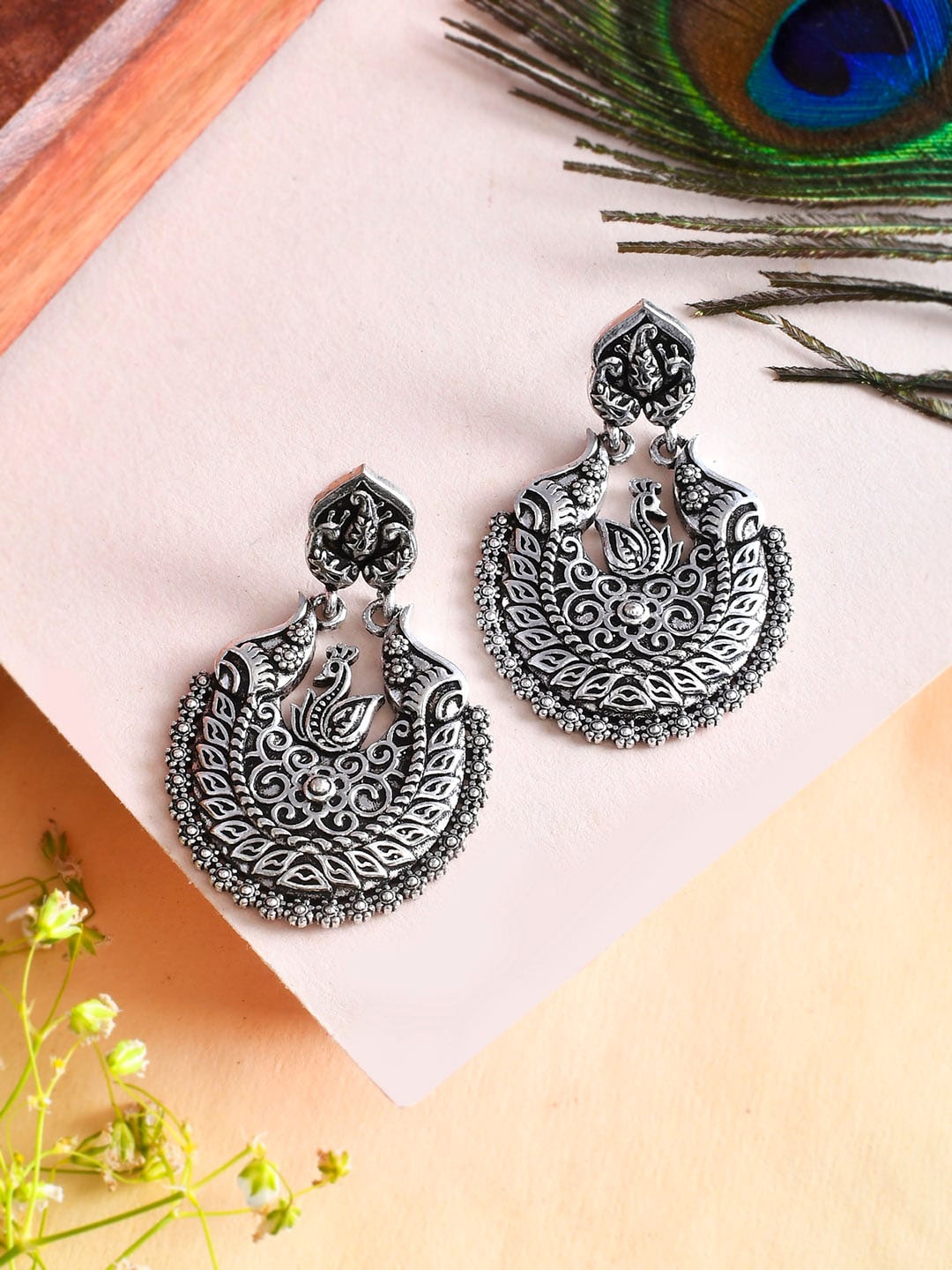 

Voylla Silver-Plated Contemporary Shaped Chandbalis