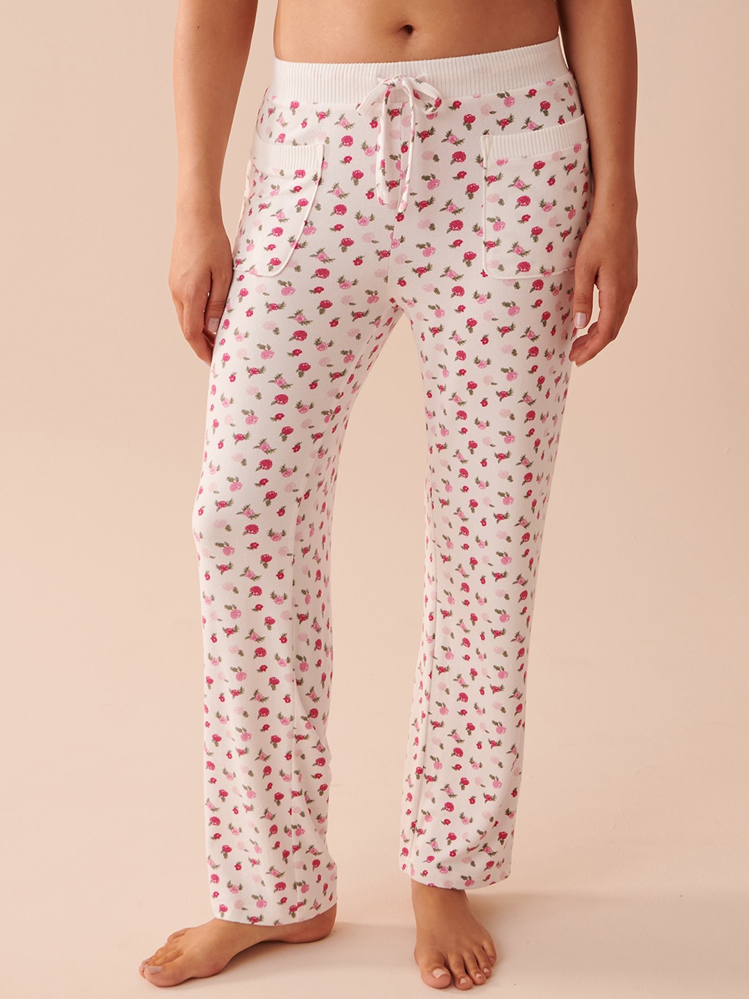 

La Vie en Rose Women Floral Print Lounge Pants, White