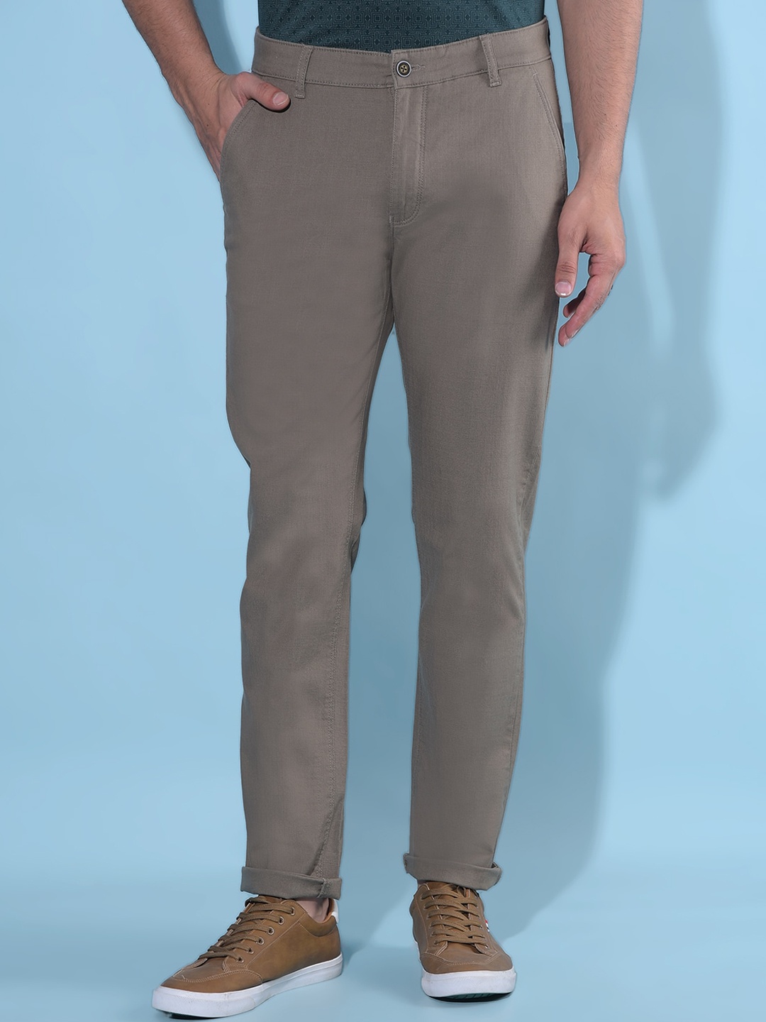 

Crimsoune Club Men Smart Slim Fit Trouser, Olive