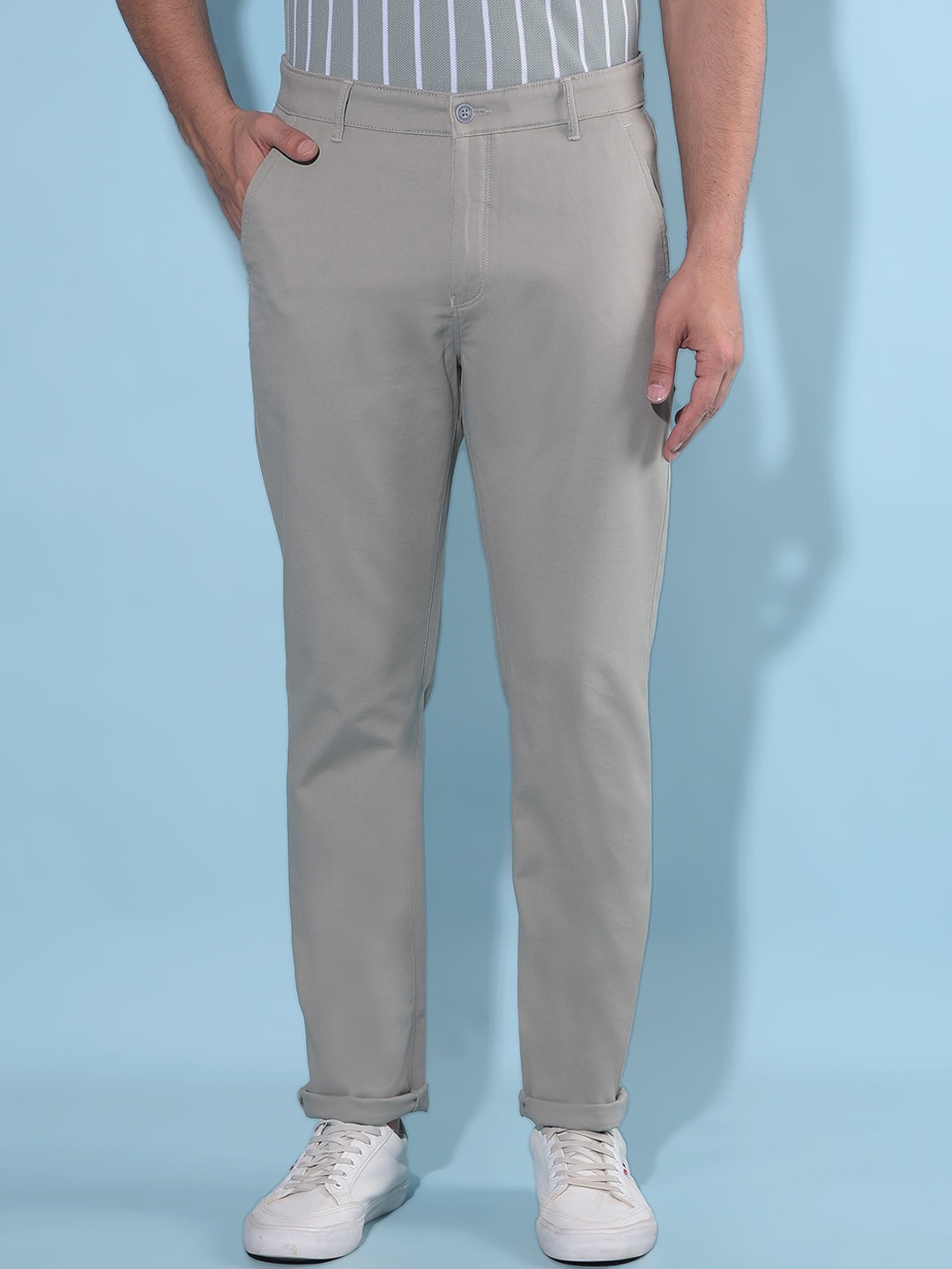 

Crimsoune Club Men Smart Slim Fit Chinos Trouser, Grey