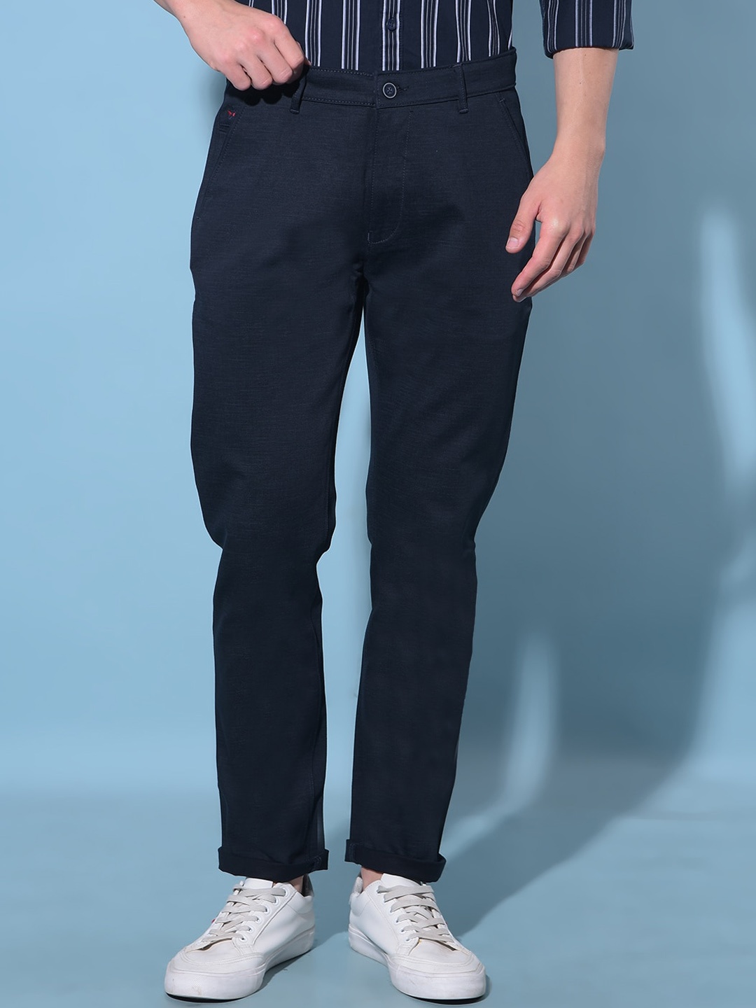 

Crimsoune Club Men Smart Slim Fit Joggers Trouser, Blue