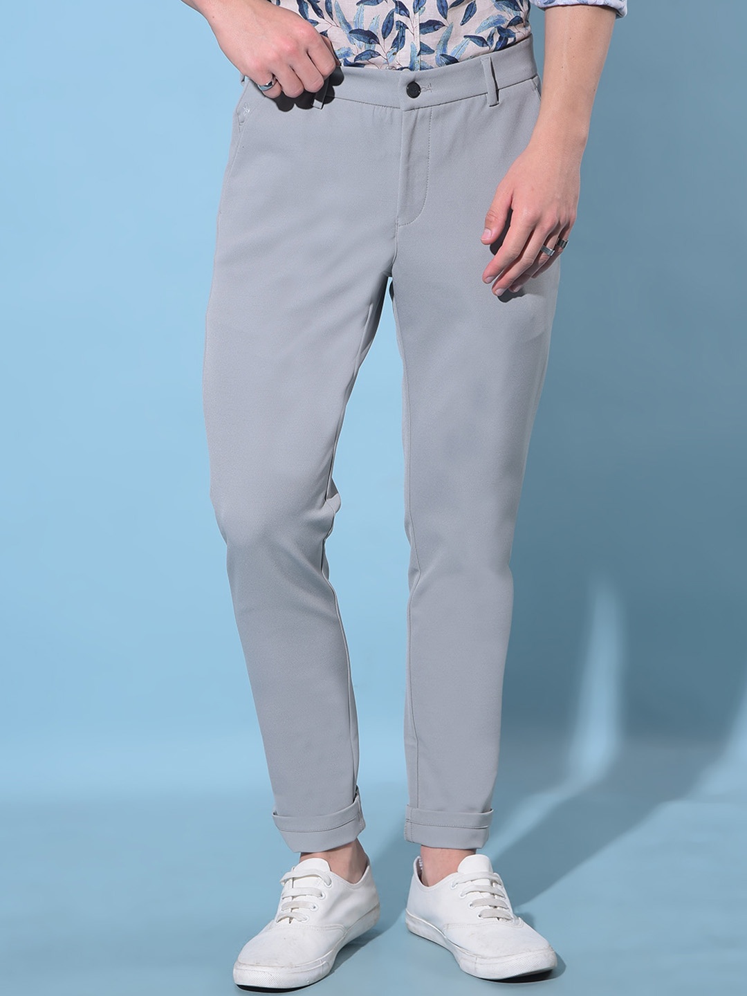 

Crimsoune Club Men Smart Straight Fit Chinos Trouser, Grey