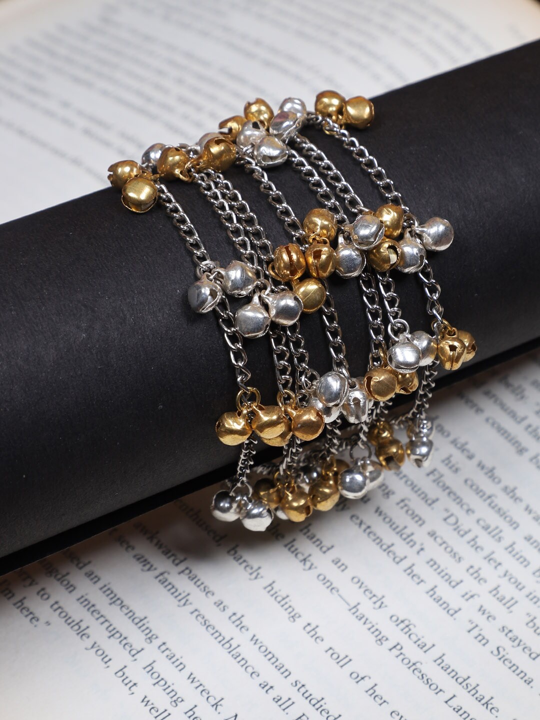 

FIROZA Women Brass Oxidised Silver-Plated Multistrand Bracelet