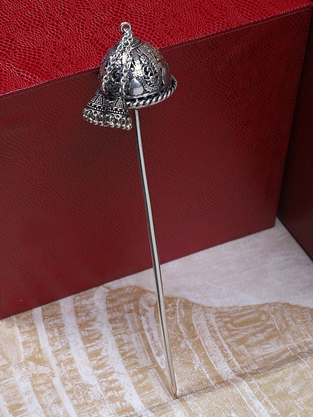 

FIROZA Oxidized Hemisphere Hair Stick, Silver