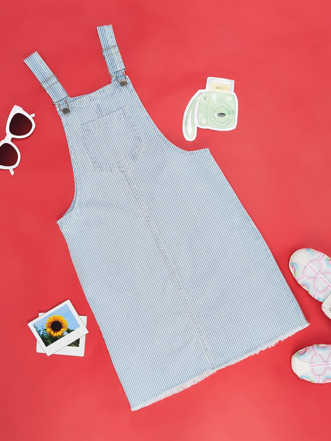 

Pantaloons Junior Shoulder Straps Sleeveless Cotton Pinafore Dress, Blue