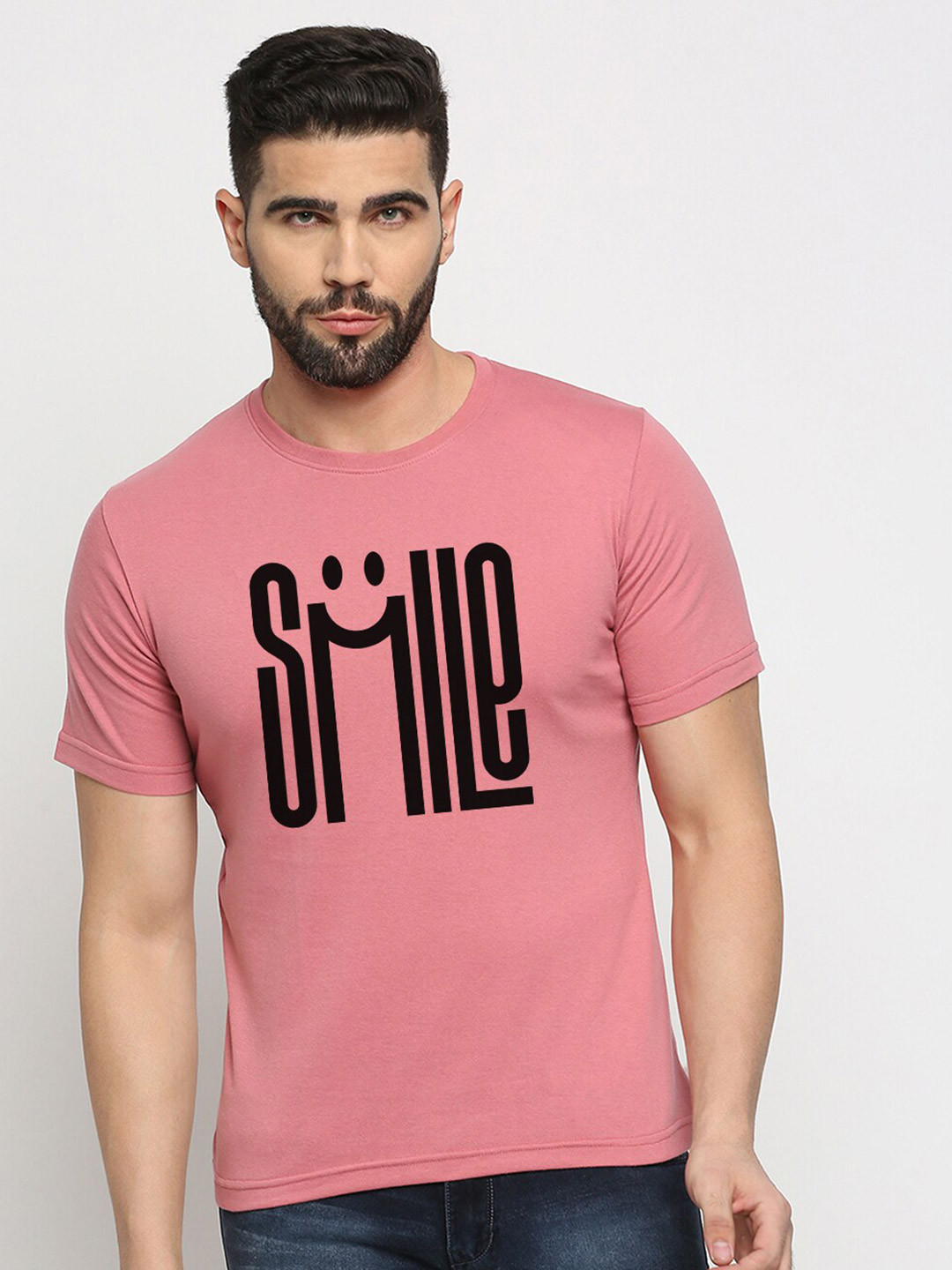 

MOD ECRU Unisex Typography Printed V-Neck Pockets T-shirt, Pink