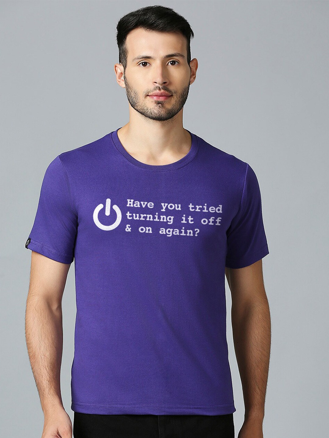 

MOD ECRU Unisex Typography Printed V-Neck T-shirt, Purple