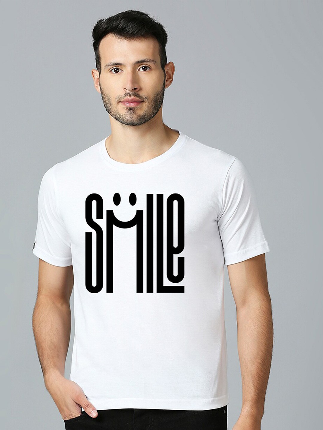 

MOD ECRU Round Neck Typography Printed Cotton T-shirt, White