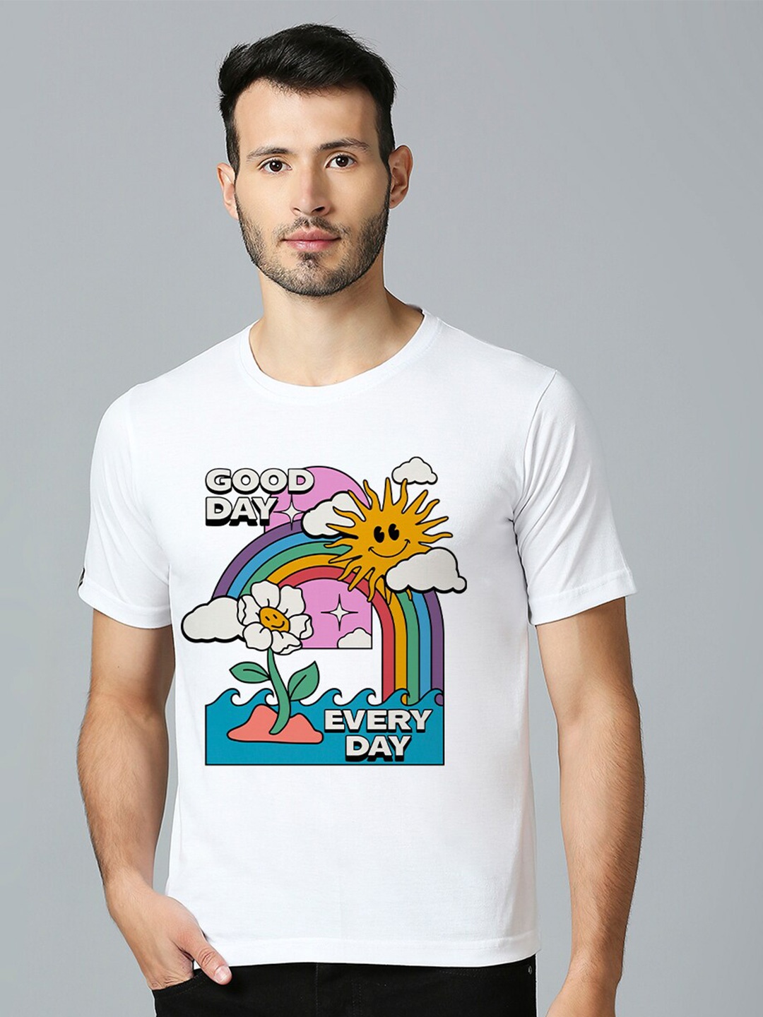 

MOD ECRU Rounds Neck Printed Cotton T-shirt, White