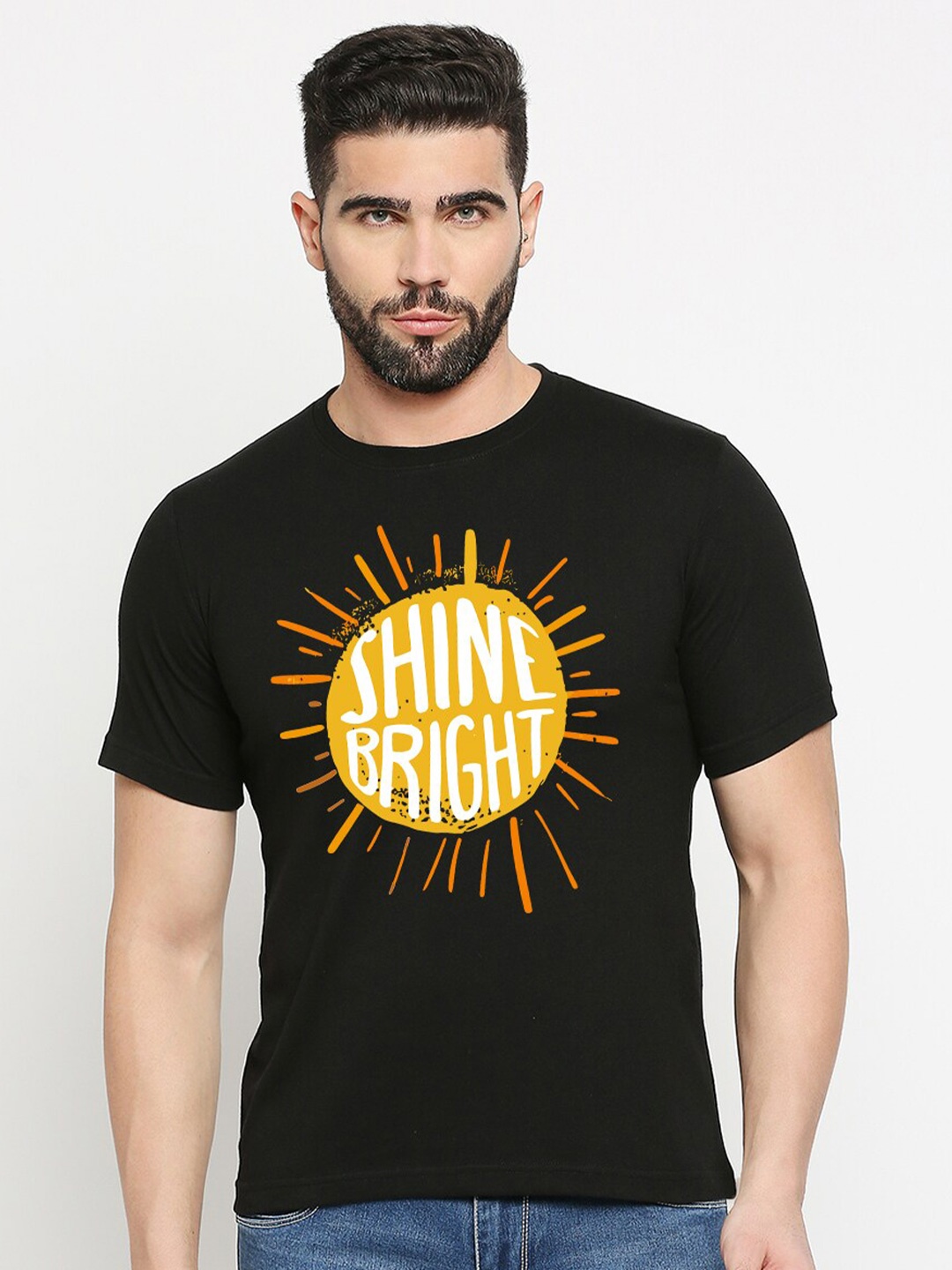 

MOD ECRU Unisex Round Neck Short Sleeves Typography Printed Regular Fit Cotton T-shirt, Black