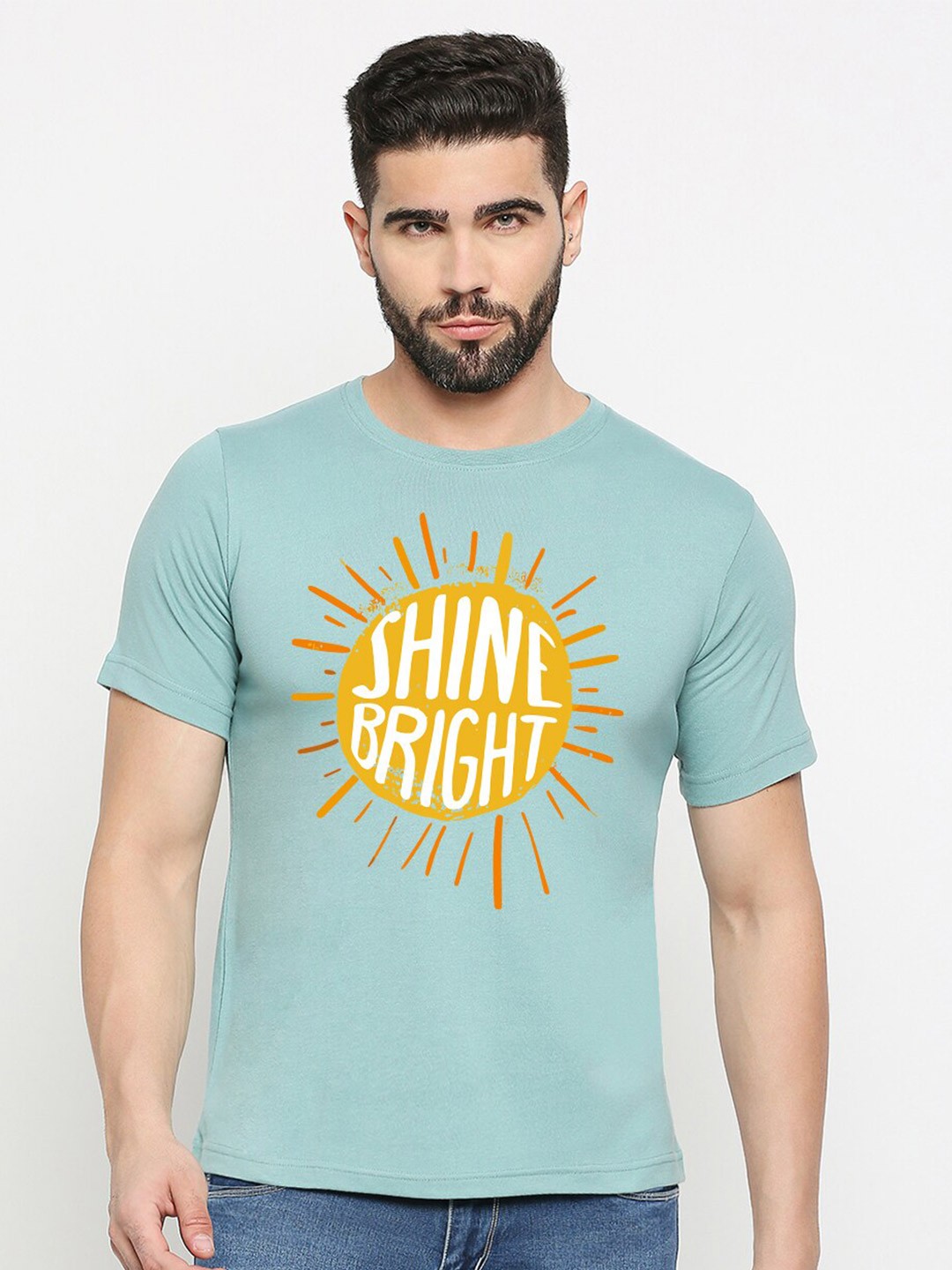 

MOD ECRU Unisex Round Neck Short Sleeves Typography Printed Regular Fit Cotton T-shirt, Green