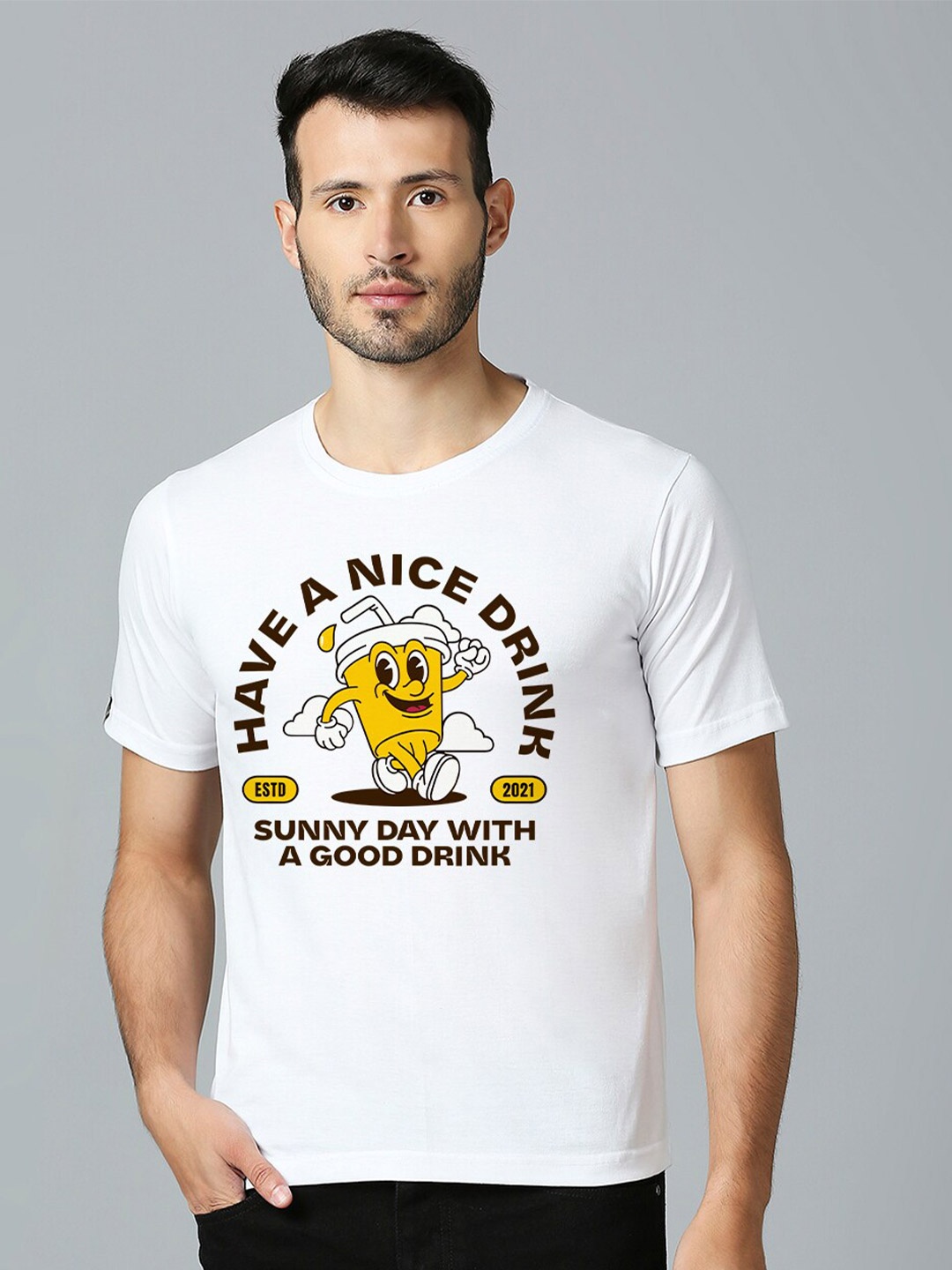 

MOD ECRU Unisex Round Neck Short Sleeves Typography Printed Regular Fit Cotton T-shirt, White