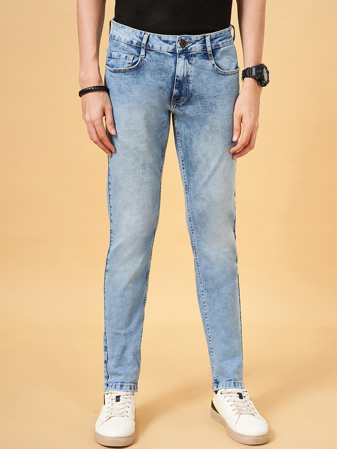 

SF JEANS by Pantaloons Men Slim Fit Heavy Fade Jeans, Blue