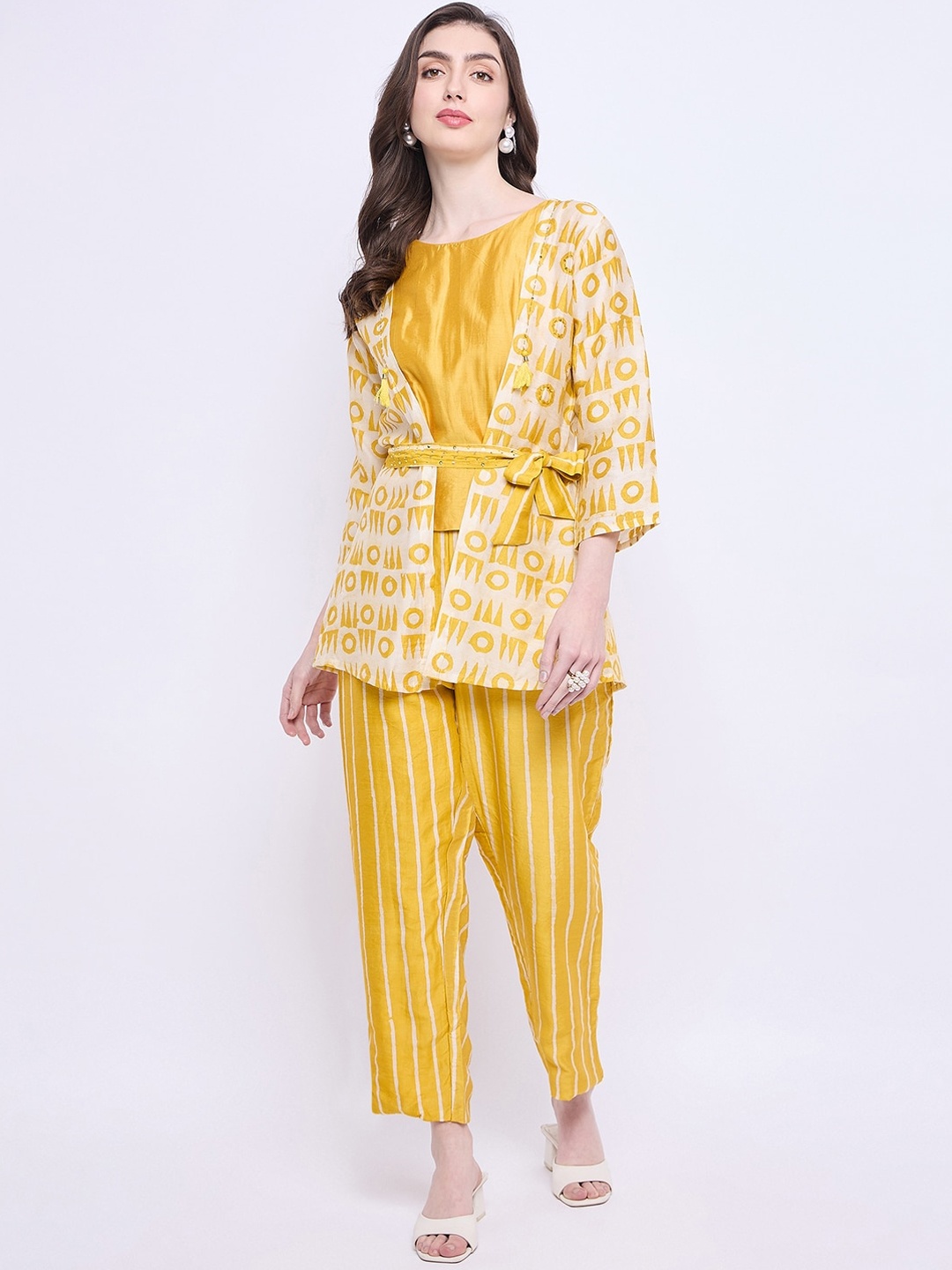 

Knitstudio Sleeveless Top & Trouser with Jacket, Yellow