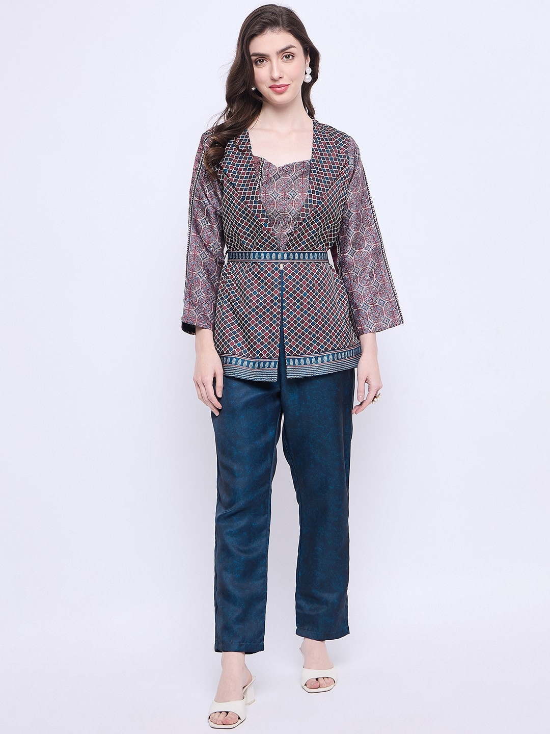 

Knitstudio Printed Layered Tunic & Trousers Co-Ords, Blue