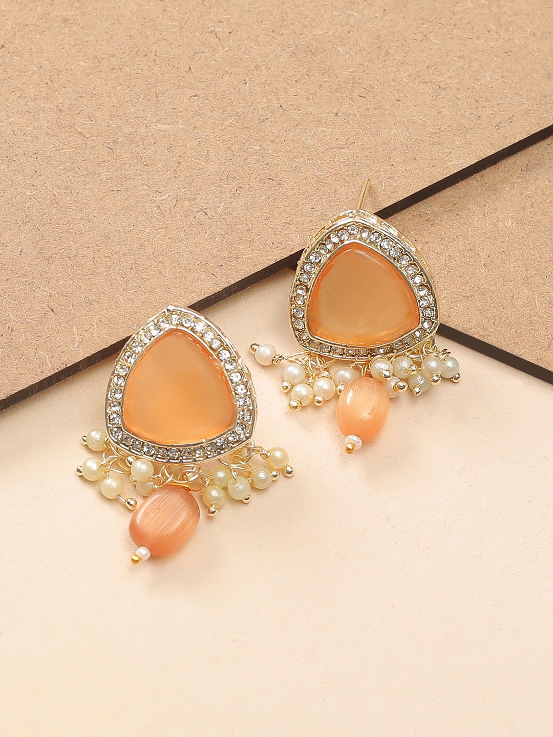 

Niska Kundan Contemporary Studs, Orange