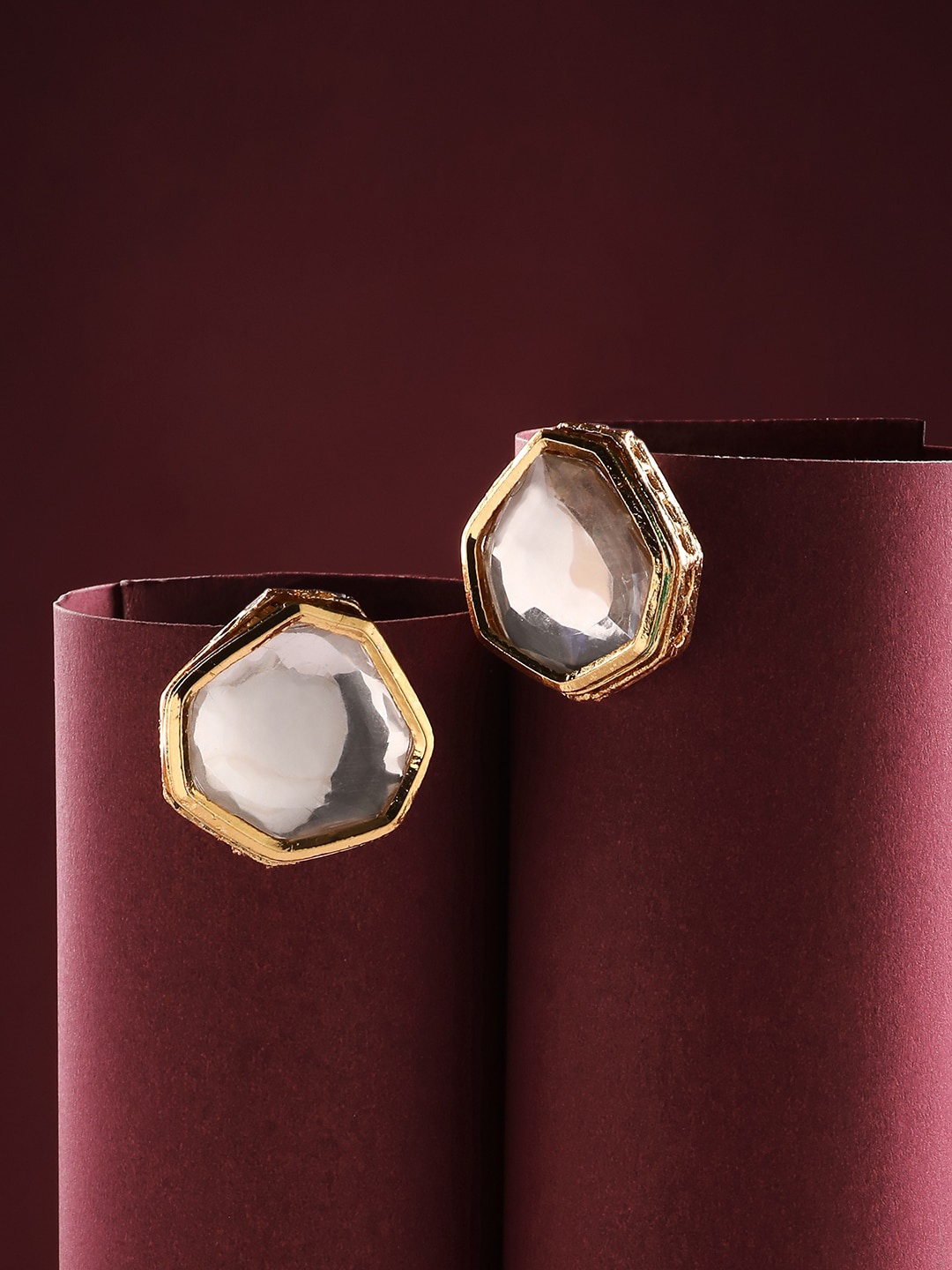 

Niska Kundan Contemporary Studs, Transparent